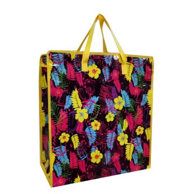 2019 laminated pp woven  shopping bag shinny glossy